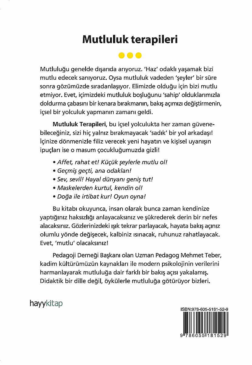 Mutluluk Terapiler - Uzman Pedagog Mehmet Teber - Kitap Kapak Görseli 2