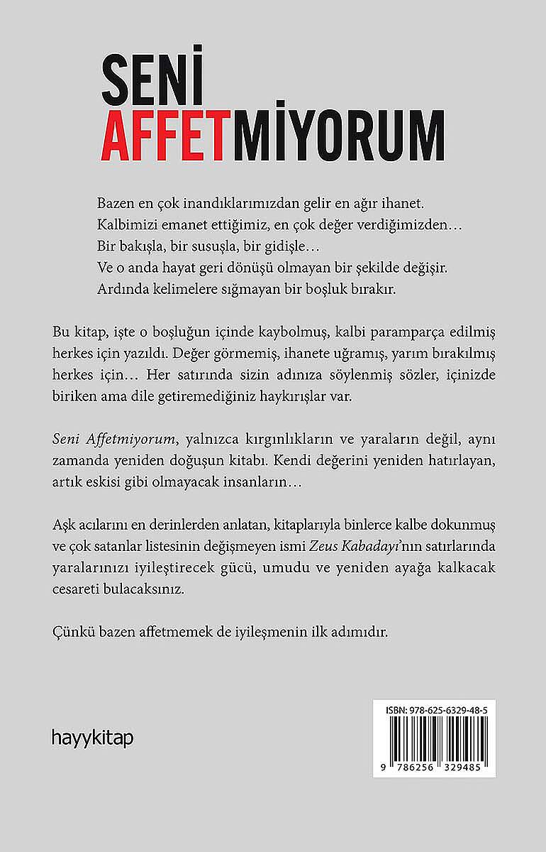 Seni Affetmiyorum - Zeus Kabadayı - Kitap Kapak Görseli 2